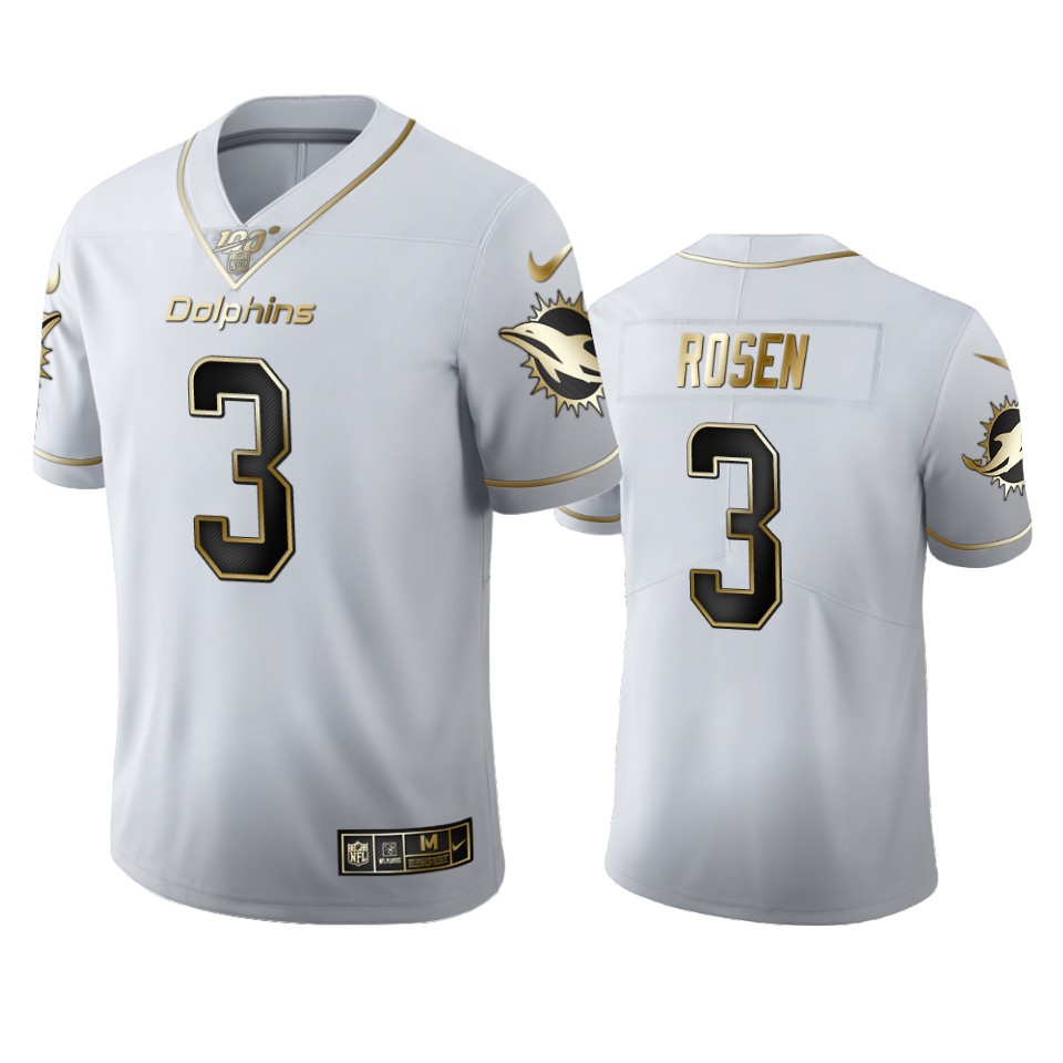 Miami Dolphins #3 Josh Rosen Men Nike White Golden Edition Vapor Limited NFL 100 Jersey->miami dolphins->NFL Jersey